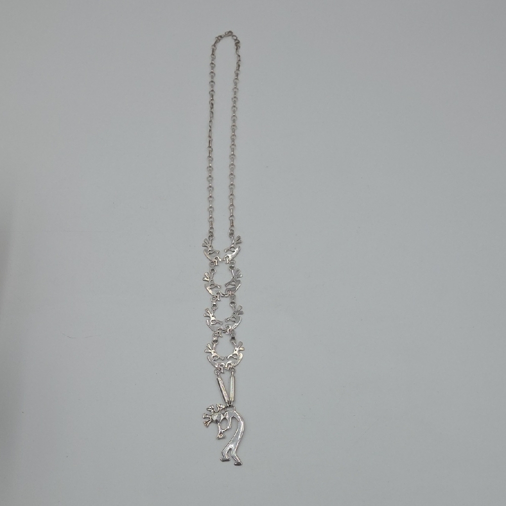 Vintage Native America GSNM Dancing Kokopelli Sterling Silver Necklace